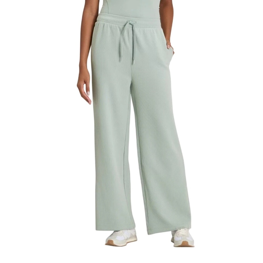 All in Motion Women's Sage Green Airy Sleek‎ Ribbed Wide Leg Pants Size XS